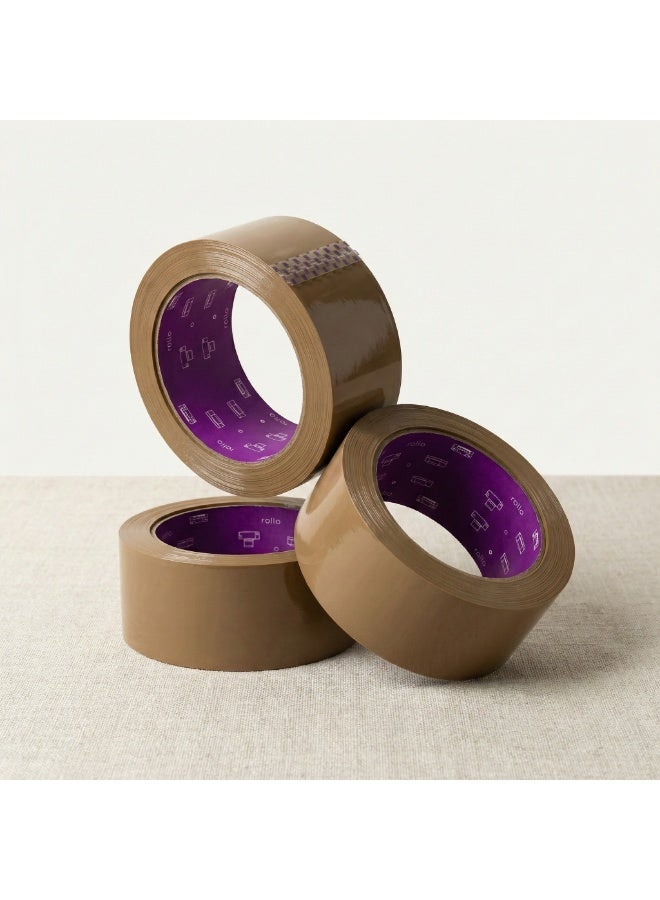 AKSONZ Strong & Heavy Duty Brown Packaging Tape 2 Inch x 100 Yards, Strong Shipping Tape for Boxes, Moving Postal Boxes & Office Brown Adhesive Box Sealing Tape 3 Rolls Bulk Pack - Image 2